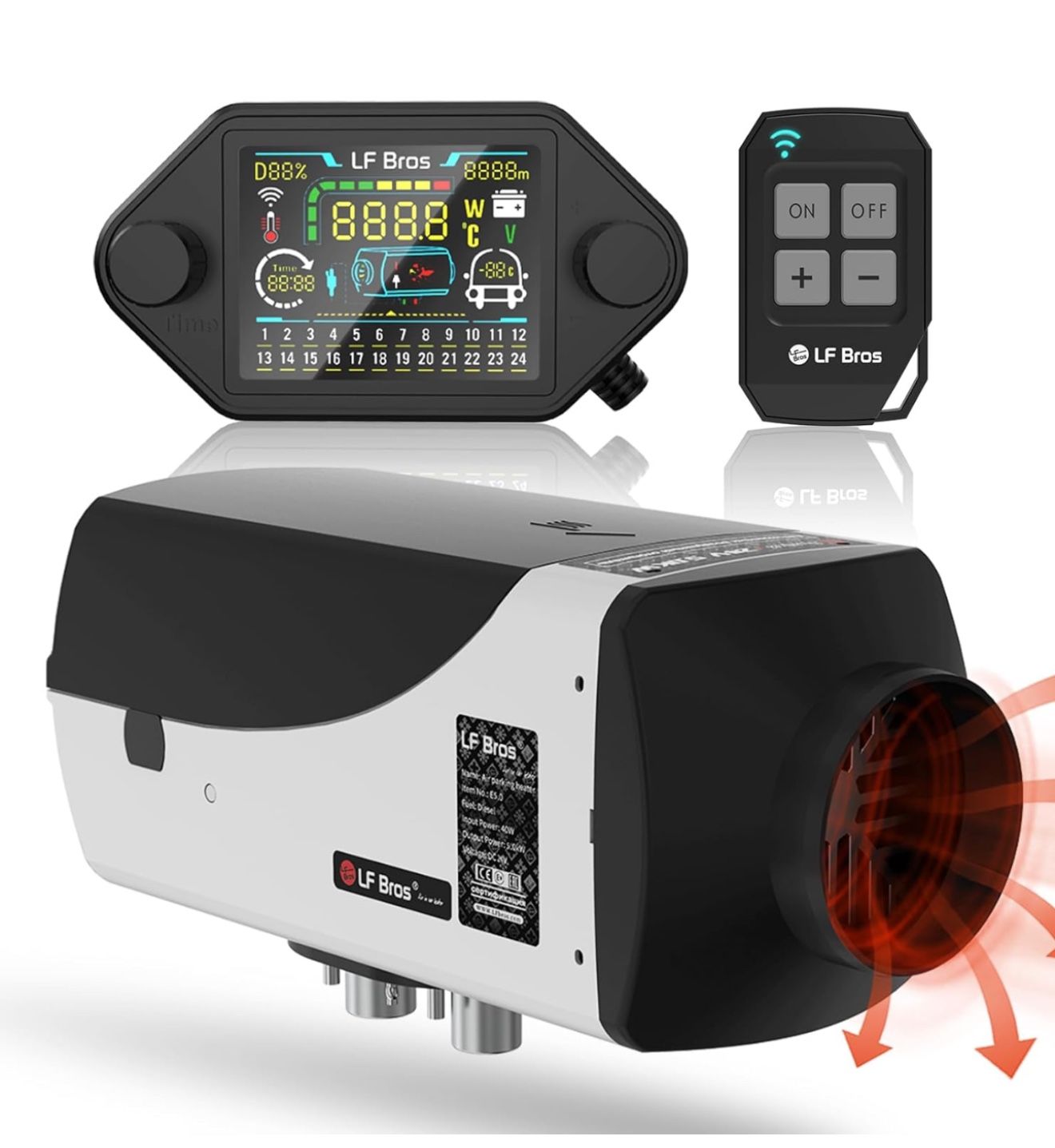 5KW 10L Split Pro Diesel Heater, 12V Diesel Air Parking Space Heater, Come with T4S LCD Controller, Remote, Timer, Plateau Mode and Thermostat. Suitab