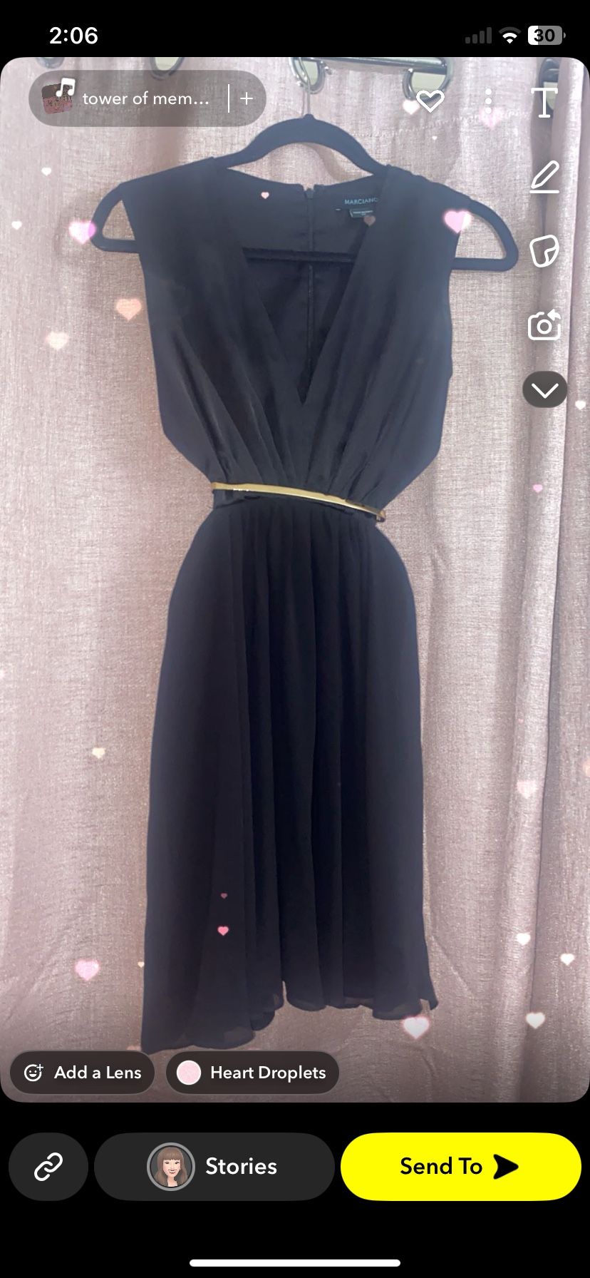 Size Small Ladies Black Dress Fancy Silk