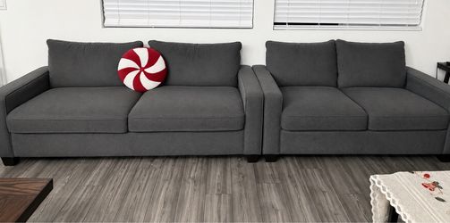 2 piece grey sofa set