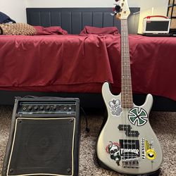 Bass guitar and amp