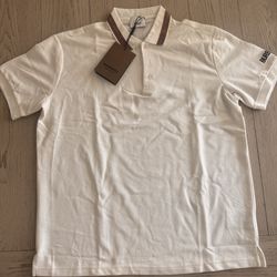 Burberry Polo Shirt Men’s Size Large – Authentic Designer Beige Nova Check Collar