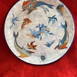 6.25 Inch Blue Sea Agelis Greece Ocean Design Ceramic Wall Hanging Plate Imported From Greece 
