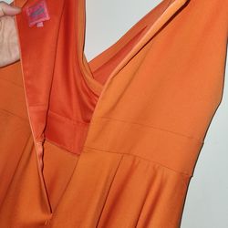 XL Vintage style, Retro ORANGE Glamor Bunny dress, with pockets and zippered back.