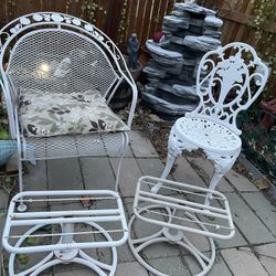 Two Vintage Rod Iron Chairs 
