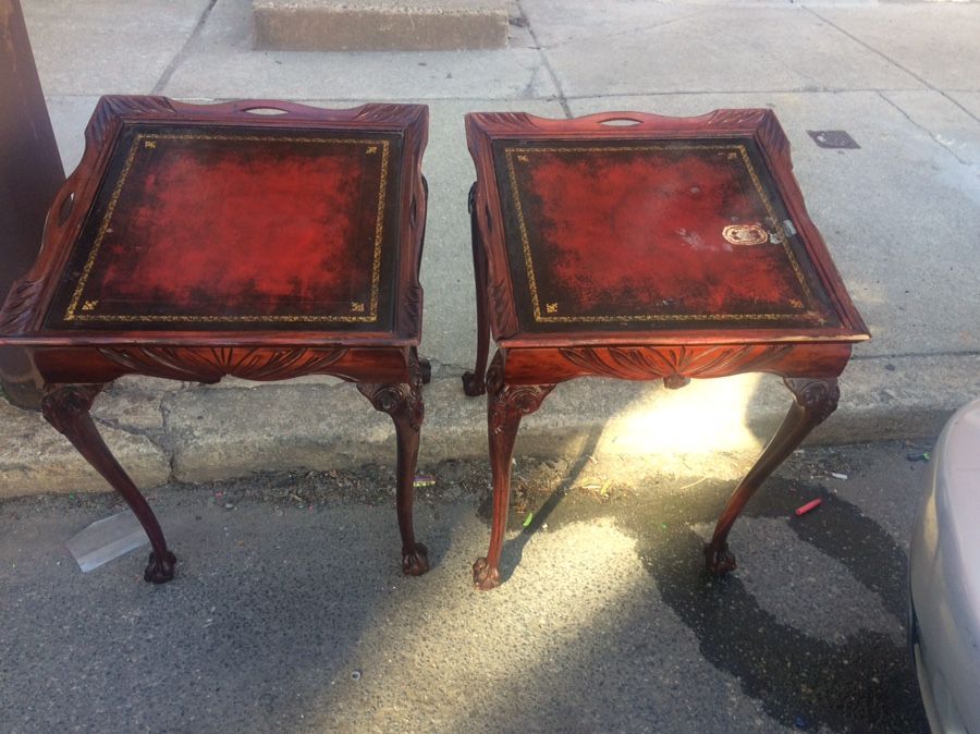 Set2 Brescia NYLeather Top Glaw&Ball End tables.