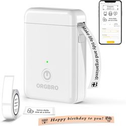 ORGBRO Label Maker Machine with Tape, X1 Portable Bluetooth Mini Label Printer for Organizing Storage, Rechargeable Thermal Label Maker, Small Label M