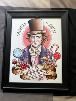 Willy Wonka Tattoo Flash Style Framed Print