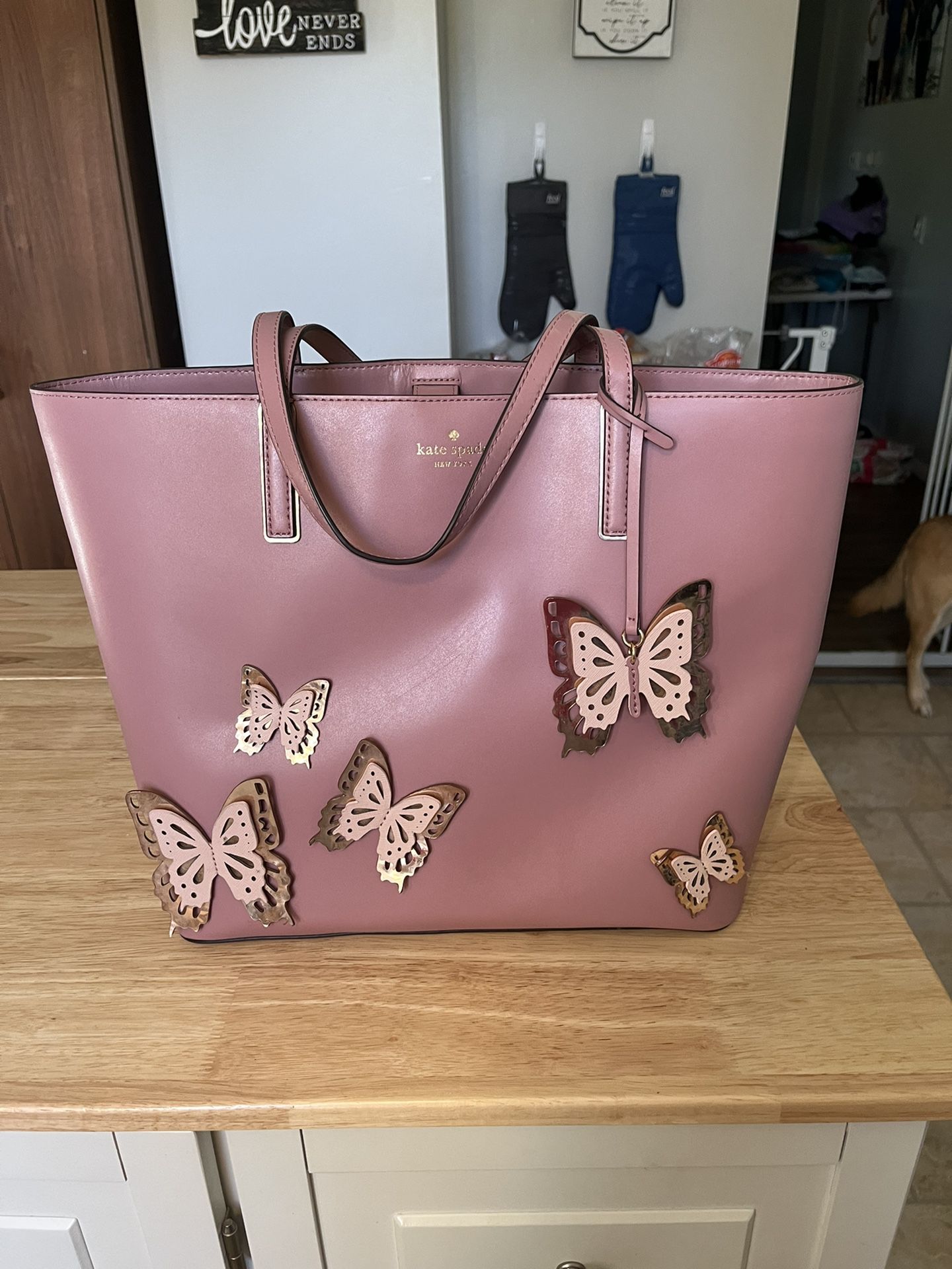  Kate Spade All the Buzz Butterfly Little Len Tote Pink Shoulder Bag 