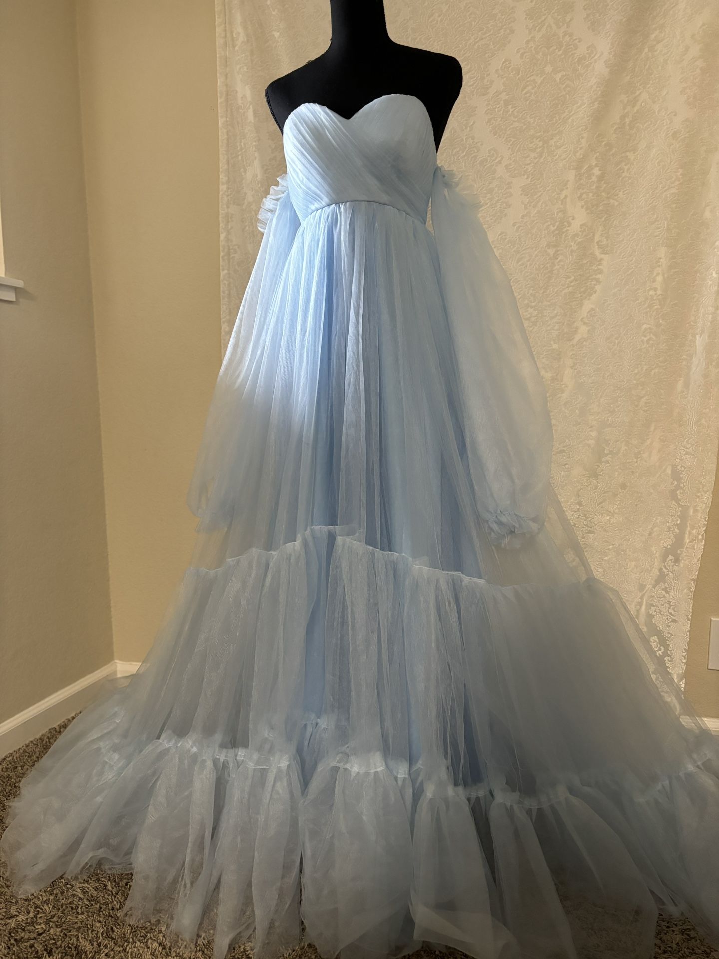 Baby Blue Tulle Maternity Gown