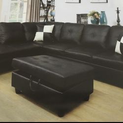 Black Leather Sectional Couch