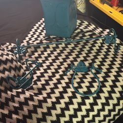 Bathroom Set Accessories Towel Hangers, Toilet And Trash Can Teal Color