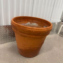 Large terra cotta potting plant pot , with hole in the bottom… 20” around by 19” high   $50