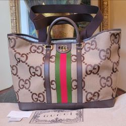 New Authentic GUCCI OPHIDIA JUMBO MONOGRAM WEB TOTE LARGE SIZE