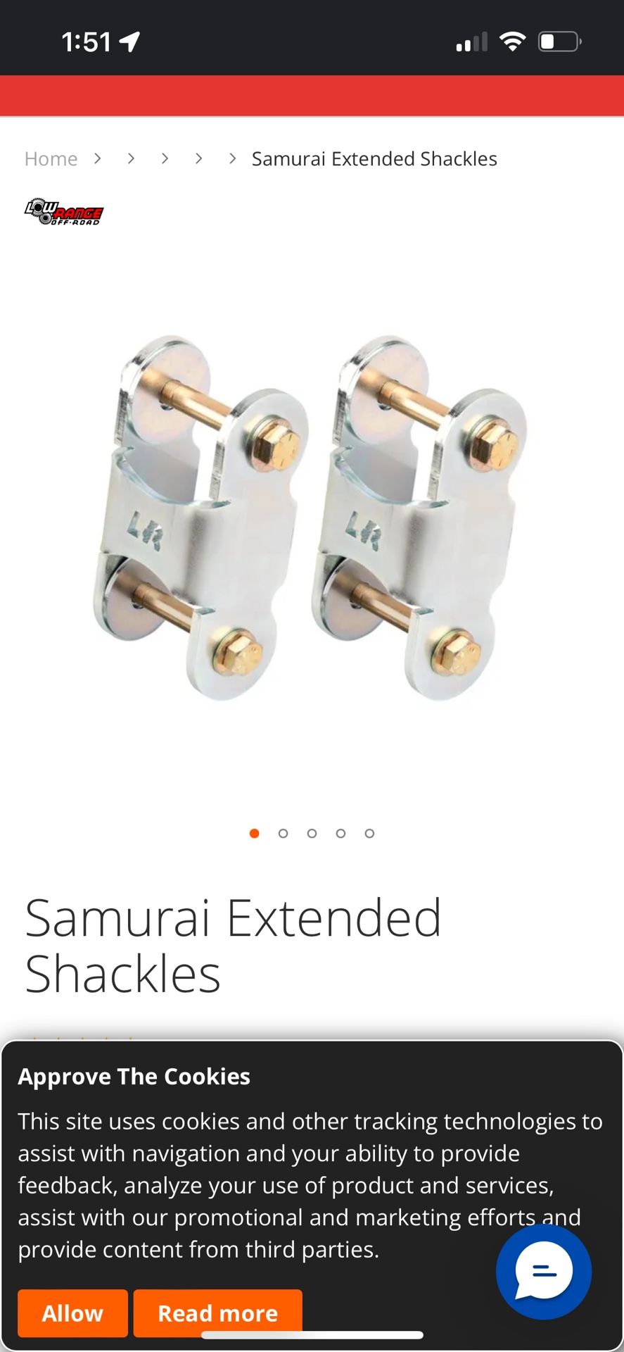 Low Range Off Road Shackles For Samurai