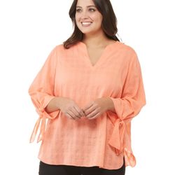 MICHAEL KORS PLUS COTTON GAUZE TIE TOP, 3X