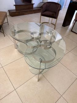 Modern Glass Coffee Table – Chrome Base – Unique Design