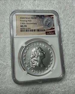 2024 flowing hair silver Medal 250th anniversary
