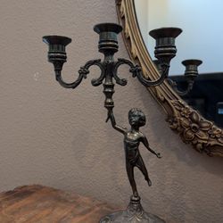VINTAGE FRENCH CHATEAU STYLE ANTIQUE CANDELABRA W/ 3 HOLDERS.