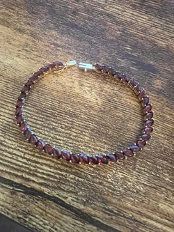 14k Gold Garnet Tennis Bracelet