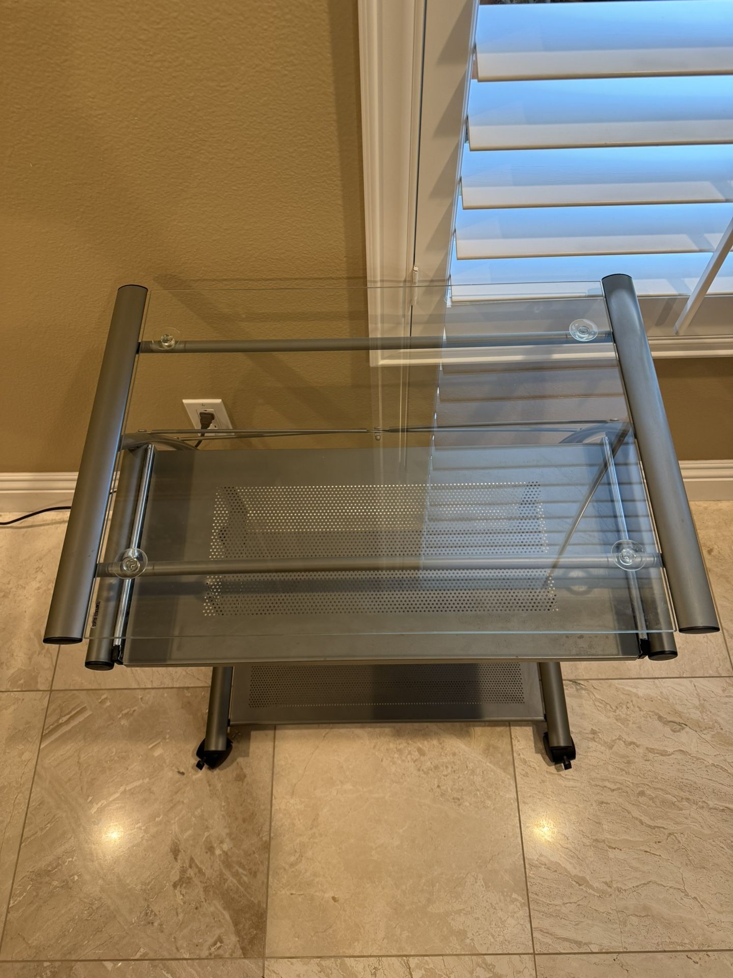 Glass Computer Desk on Wheels