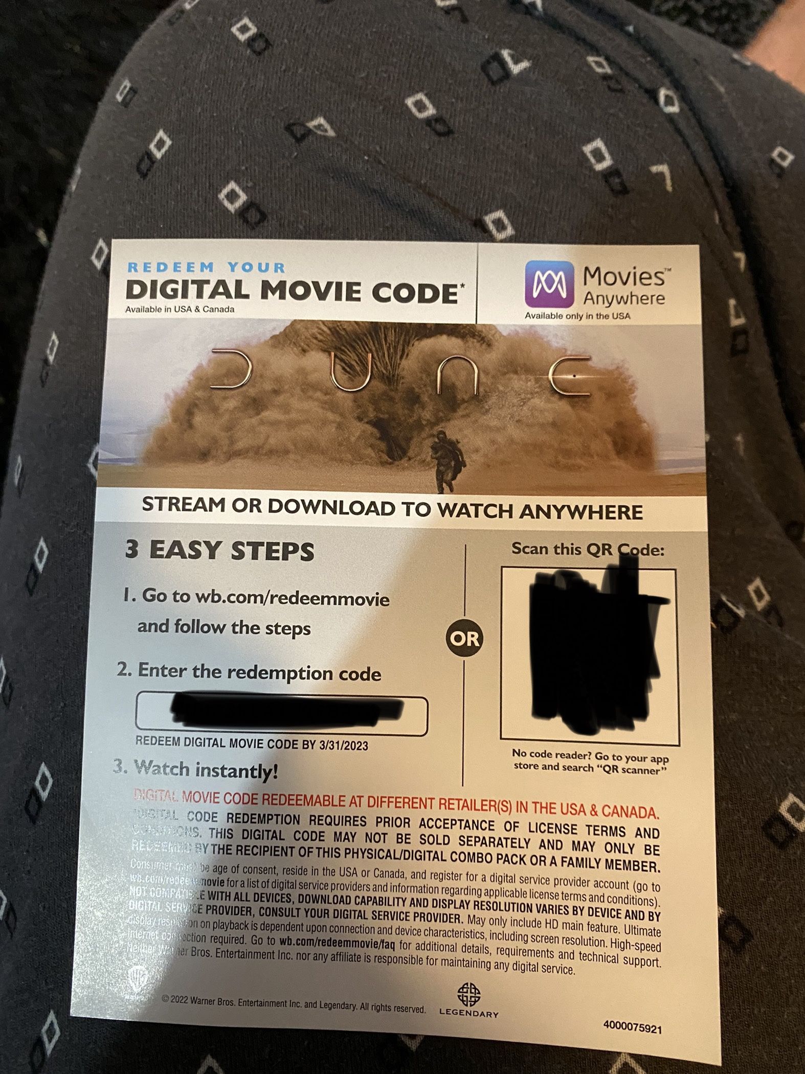 Dune Digital Movie Code
