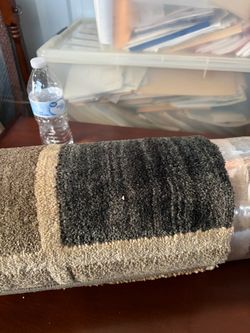 Rolled Area Rug Beige and Gray