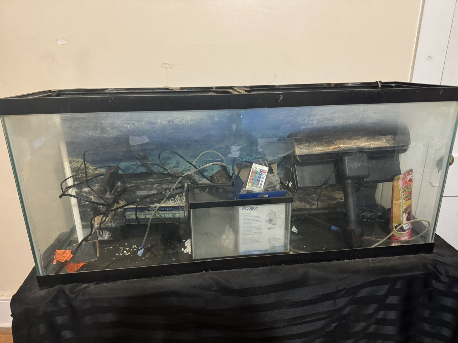 55 Galling Fish Tank With Accessories Included (filters, Fans , Heater, LED Lights)