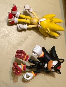 2 RARE VINTAGE Sega Jakkswares 3” 16 point articulated sonic the hedgehog and shadow sonic action figure figures