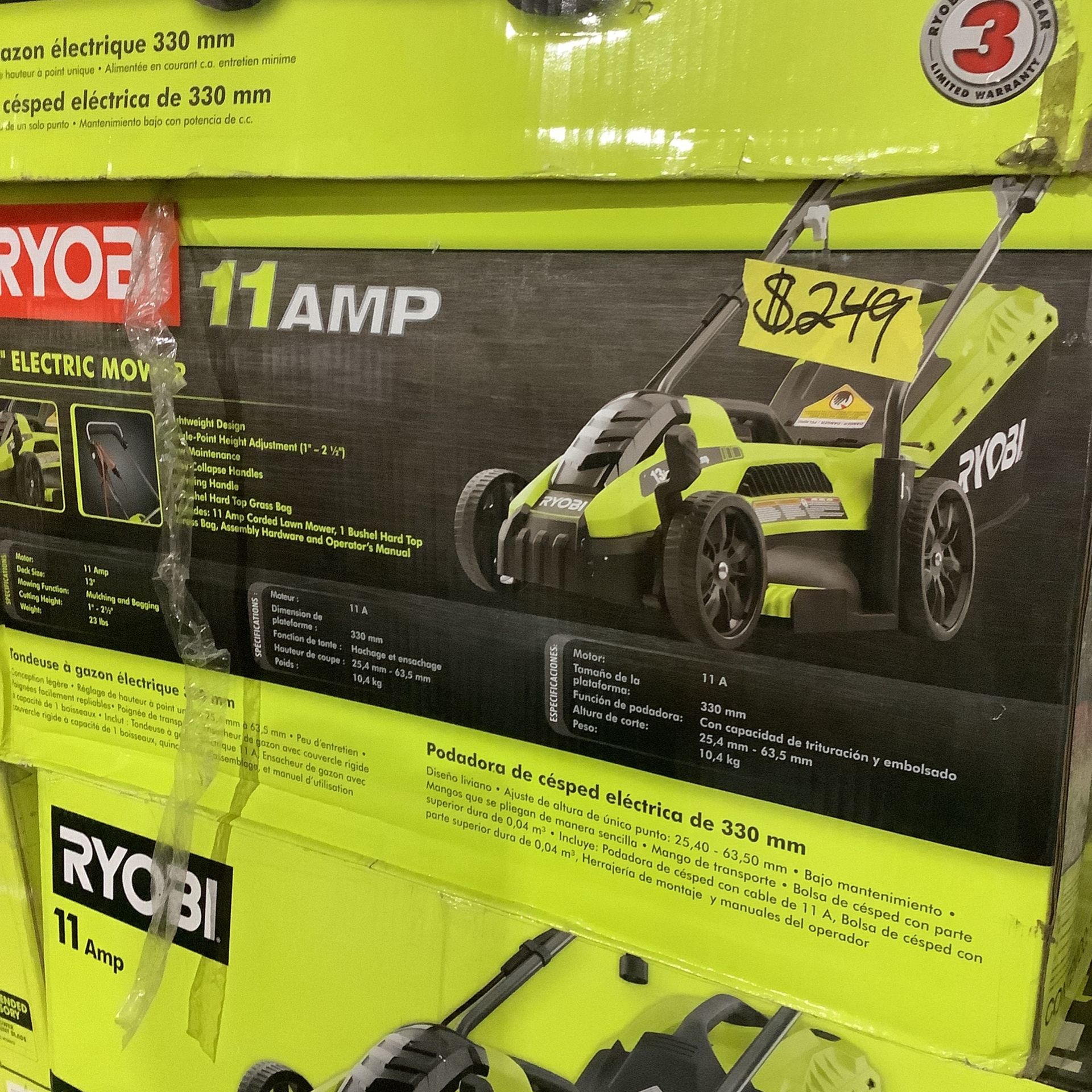 RYOBI 13 in. 11 Amp Corded Electric Walk Behind Push Mower for Sale in