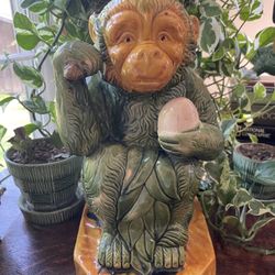 Vintage Ceramic Majolica Statue
