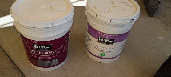10 gallons interior paint and primer beige available now / leftover the my ADU project