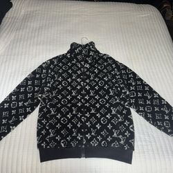 Louis Vuitton Black Monogram fleece zip-up jacket