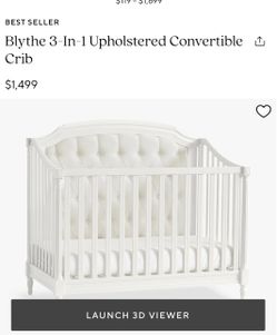 Pottery Barn Blythe 3 in 1 upholstered  Convertible Crib