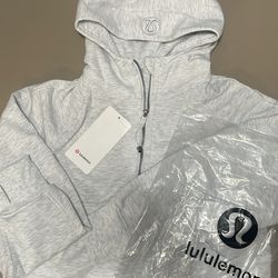 Lululemon Cropped Scuba Hoodie Light Gray Full Zip