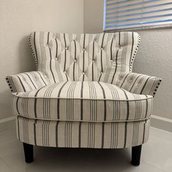 Pier 1 Gray And White Striped Accent Chair