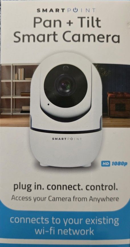 Tilt and Pan WiFi Camera, White - Smart Home Security System with Night Vision, Motion Detector, Audio Speaker, Android/iOS App, and Live Video Feed