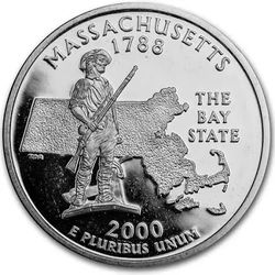 2000 Silver Proof Quarter Massachusetts