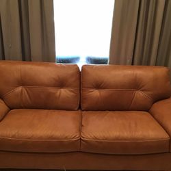 Natuzzi Leather Sofa, Loveseat, Ottoman