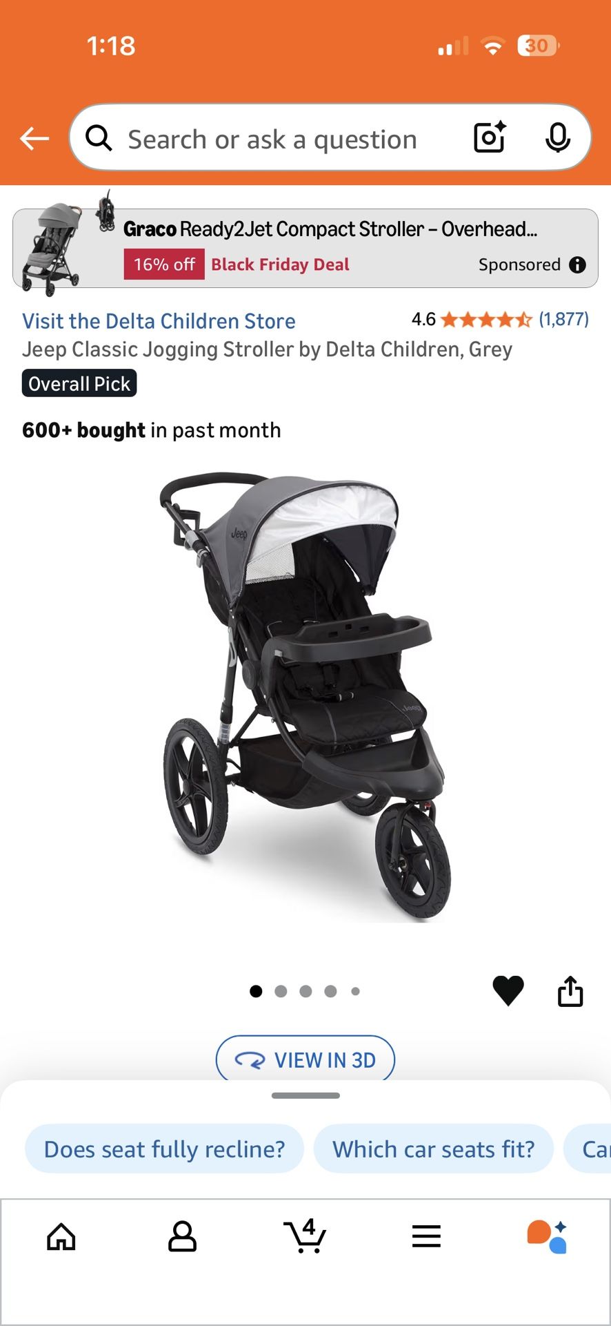 Delta Jeep Running Stroller 