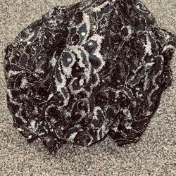 Lace Black & Silver Glitter Hair Bow On Jaw Clip