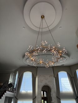 Rose Quartz Stone Chandelier - 53”