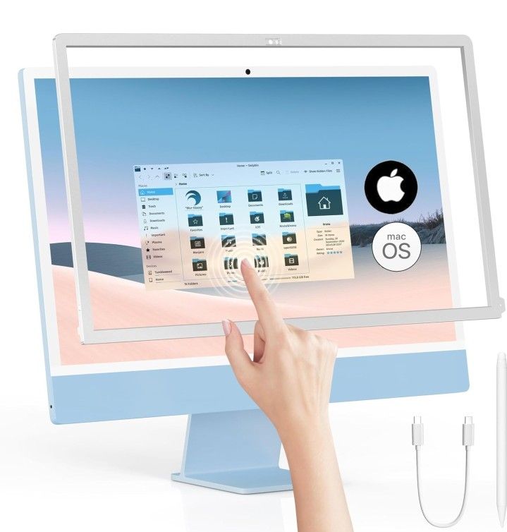 Touch Monitor Frame with Stylus Pen for iMac M1/M3/M4, USB C Charing Touch Screen Panels Frame for iMac 24-inch Retina Display
