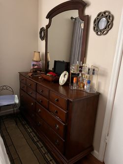 Cherry Oak Set Man Chest/Bureau And Night Stand 