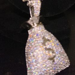 VVS1 Moissanite silver “Money Bag” Pendant 