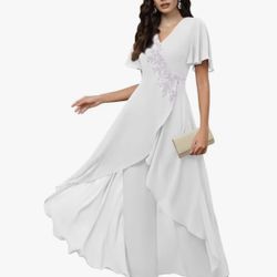2 Pieces Chiffon Pantsuits For Women Size 16