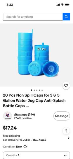 reusable plastic caps designed to fit 3 or 5-gallon water dispenser jugs.