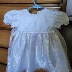 White Baptism Dress With Matching Hat