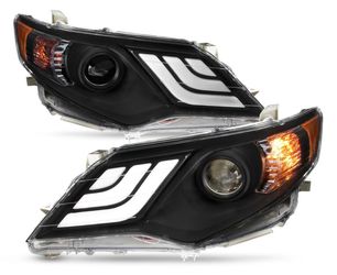 12-14 Toyota Camry Black Projector LED Strip Headlights