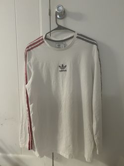 White And Red And Purple Striped Long Sleeve Adidas Shirt