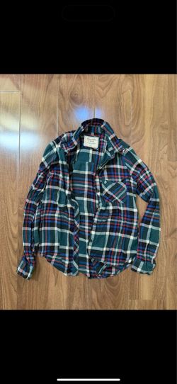 Abercrombie & Fitch Green Plaid Women's Flannel Shirt